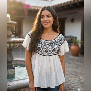 American Eagle Outfitters Black Floral Lace Top